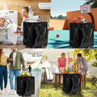 ULTREMA 100L Rolling Laundry Basket with Wheels, Heavy Duty Foldable Utility Tote Bag, Collapsible Laundry Hamper with Handles, Black - Image 3
