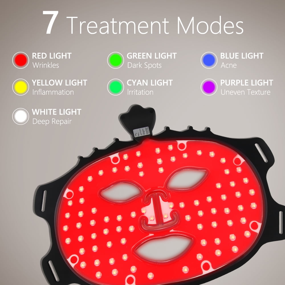 ULTREMA LED Face Mask, 7 Color Light Therapy Facial Mask with 288 LEDs, Soft Silicone Skin Care Mask with Wired Controller, Eye Inserts and 5/10/15 Min Timer, Black - Image 8