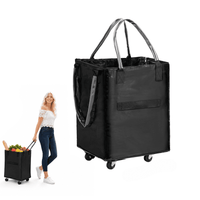 ULTREMA 100L Rolling Laundry Basket with Wheels, Heavy Duty Foldable Utility Tote Bag, Collapsible Laundry Hamper with Handles, Black