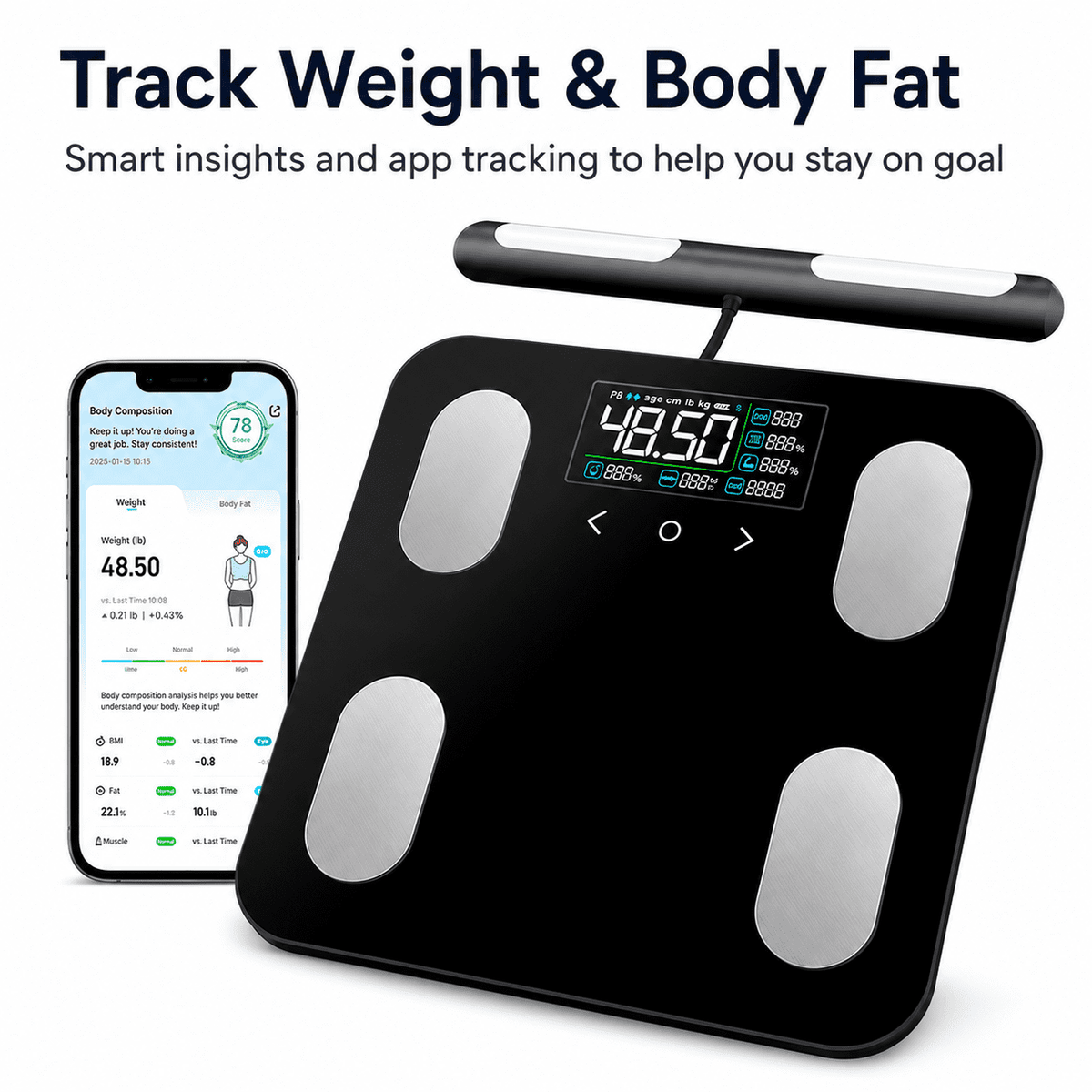 ULTREMA 8-Electrode Smart Body Fat Scale, Digital Bathroom Scale for Body Weight and BMI, High Accuracy Body Composition Analyzer with Large VA Color Display & Smartphone App, 400 lbs - Image 11