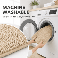 ULTREMA 2-Piece Chenille Bathroom Rug Set, Absorbent Bath Mat and U-Shaped Contour Rug, Non-Slip Backing, Machine Washable,Gery - Image 4