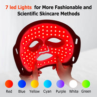 Red Light Face Mask, 7 Color Light Therapy Facial Mask with 288 LEDs, Soft Silicone Skin Care Mask with Wired Controller, Eye Inserts and 5/10/15 Min Timer, Black - Image 4