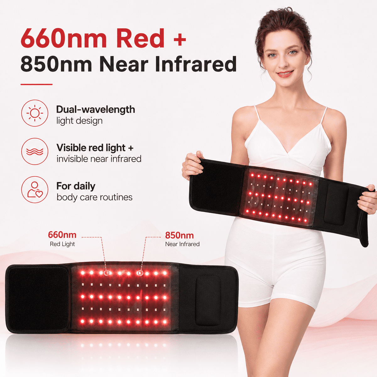 ULTREMA Wearable Red LED Relaxation Belt with Timer, Adjustable Comfort Wrap for Home Self-Care and Daily Wellness, Lightweight Hands-Free Body Band for Men and Women - Image 9