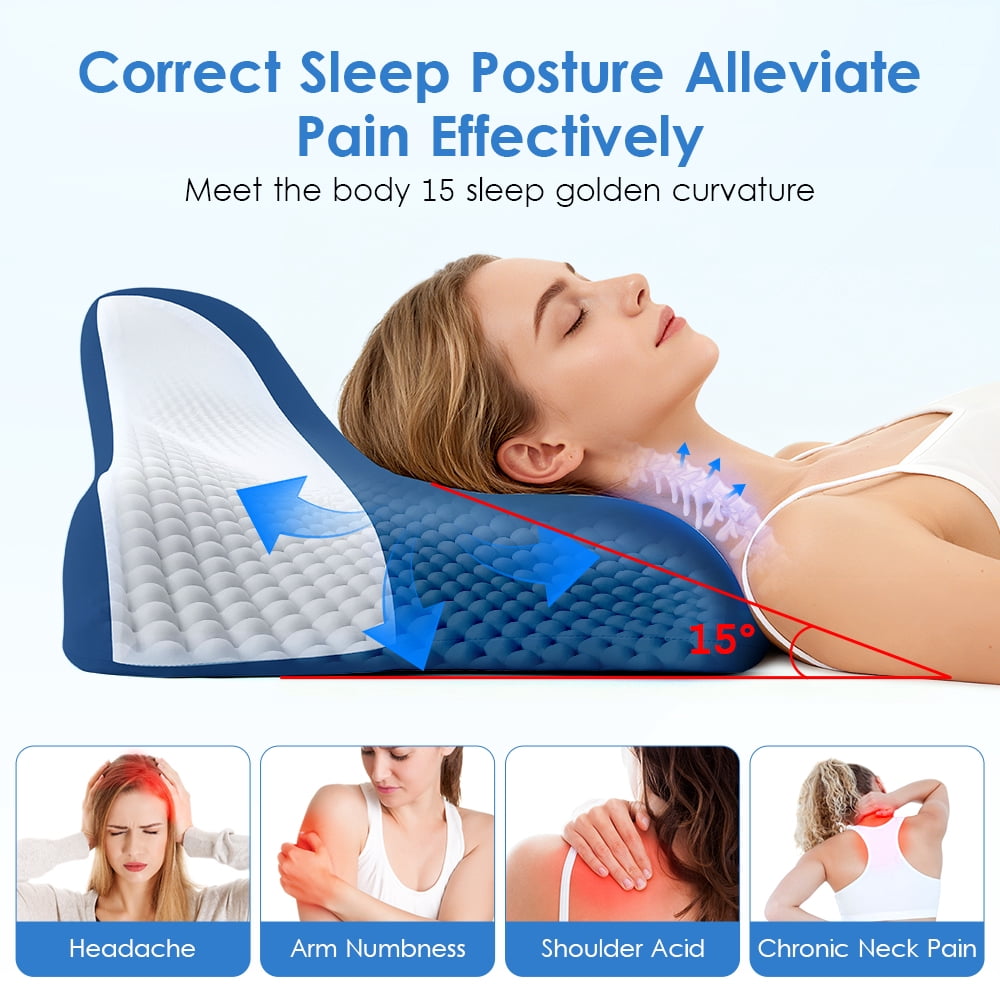 ULTREMA Ergonomic Cervical Memory Foam Pillow for Neck and Shoulder Pain Relief, Contour Orthopedic Sleeping Pillow for Back, Side, and Stomach Sleepers, Blue - Image 15