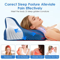 ULTREMA Ergonomic Cervical Memory Foam Pillow for Neck and Shoulder Pain Relief, Contour Orthopedic Sleeping Pillow for Back, Side, and Stomach Sleepers, Blue - Image 15