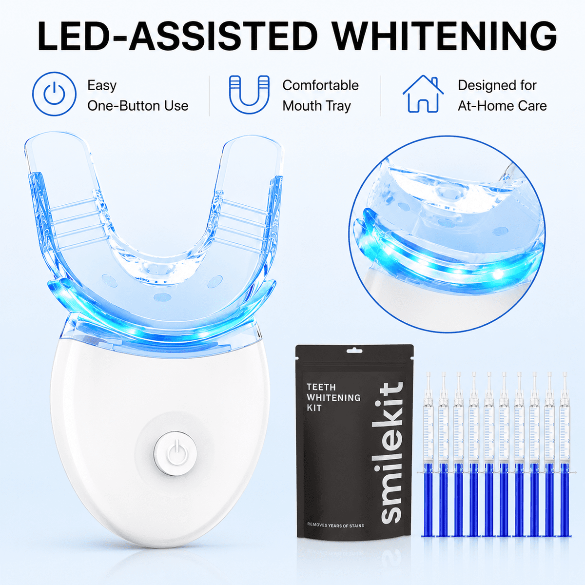 ULTREMA Teeth Whitening Kit with LED Light, 10 Whitening Gel Syringes, At-Home Teeth Whitener for Coffee, Tea and Wine Stains - Image 5