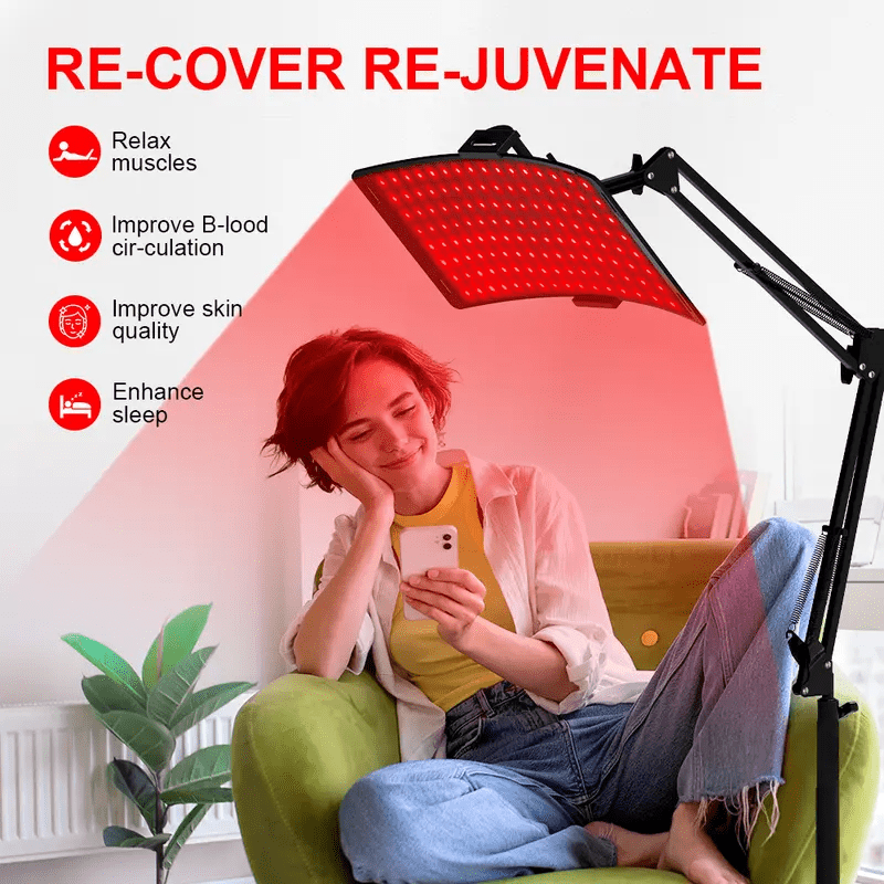 ULTREMA 7 Color LED Light Device for Face and Body, Rechargeable Curved Panel with Adjustable Floor Stand, Portable Home Skin Care Lamp - Image 5