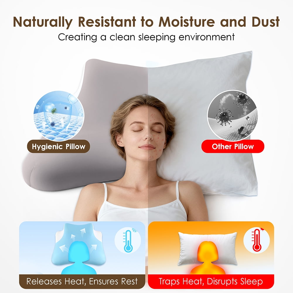 ULTREMA Ergonomic Cervical Memory Foam Pillow for Neck and Shoulder Pain Relief, Contour Orthopedic Sleeping Pillow for Back, Side, and Stomach Sleepers, Blue - Image 4