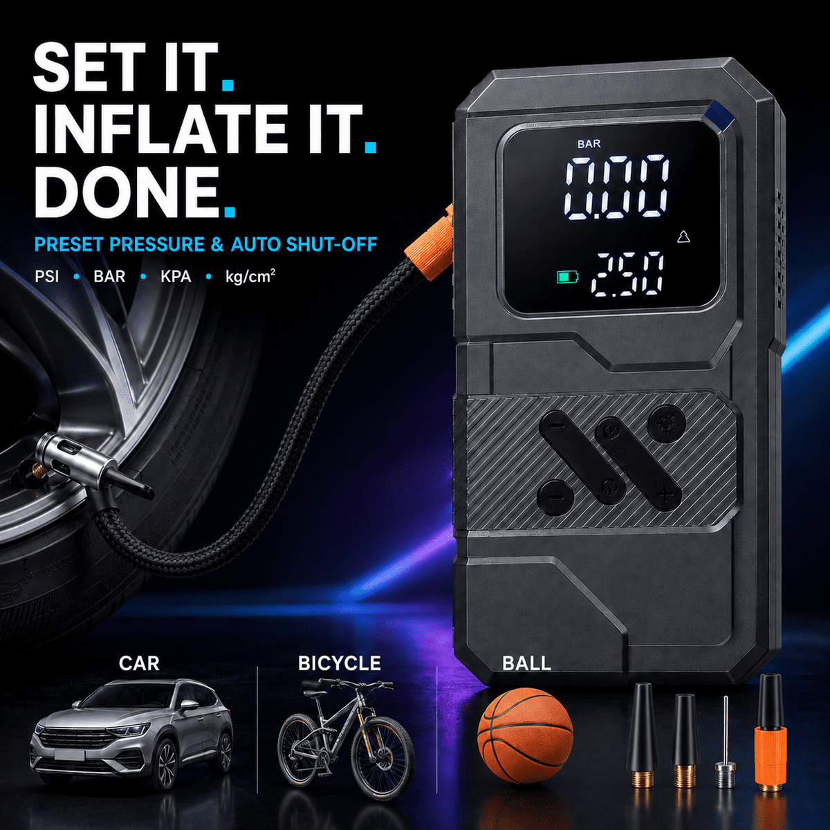 ULTREMA Portable Car Jump Starter with Air Compressor, 8000mAh 12V Auto Battery Booster Pack & Tire Inflator, 4-in-1 Jump Box, Power Bank & LED Light for Gas Engines, Motorcycle - Image 13